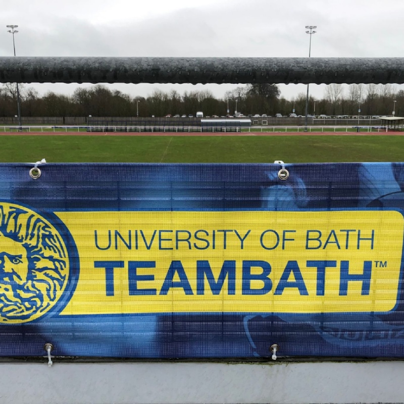 sports field with university of bath (teambath) banner visible