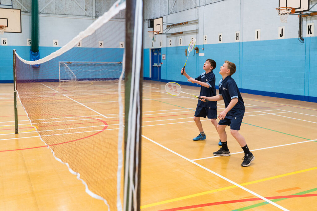 Students playing badminton
