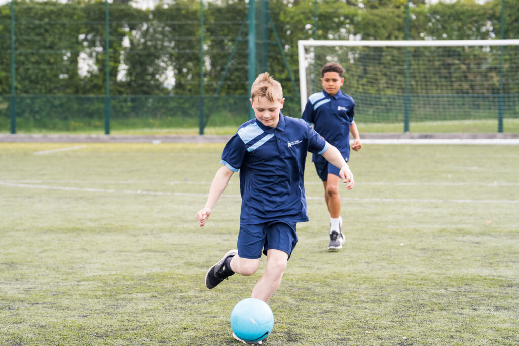 Students playing football